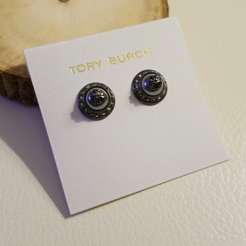 Tory Burch Natalie stud earrings gunmetal